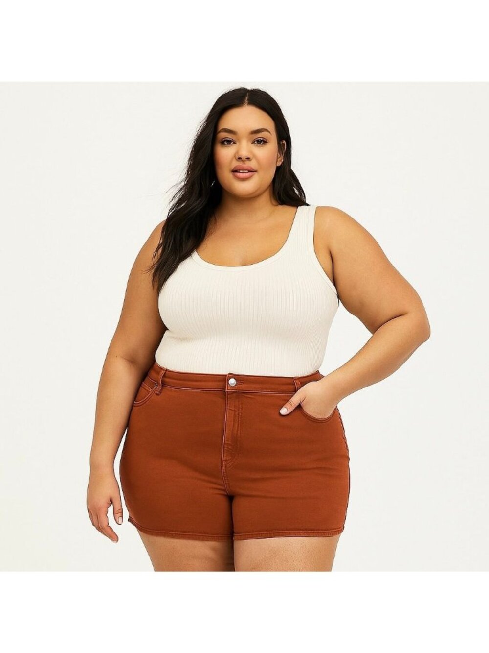 Torrid 5'' Perfect High-Rise Short Caramel Cafe Vintage Stretch Plus Size 28